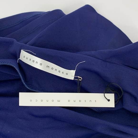 Susana Monaco Halter top shirt blouse tank ruffle Deep Sea navy blue new X-Small - Picture 3 of 4